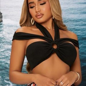 Sexy Cut Out Ruched Bust Crop Top